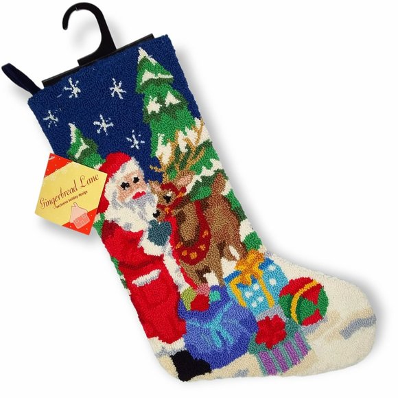 Gingerbread Lane 100% Wool Holiday Stocking Santa Christmas Tree Presents NWT - Picture 1 of 5